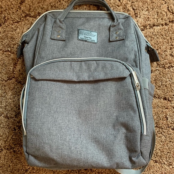 Handbags - Grey backpack style diaper bag.